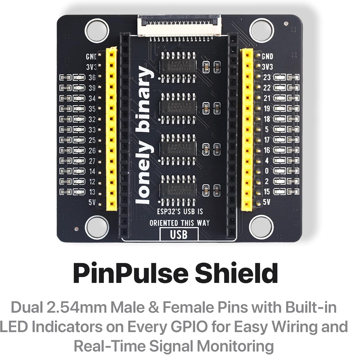 3-Pack ESP32 PinPulse Shield, GPIO LED + Display Port