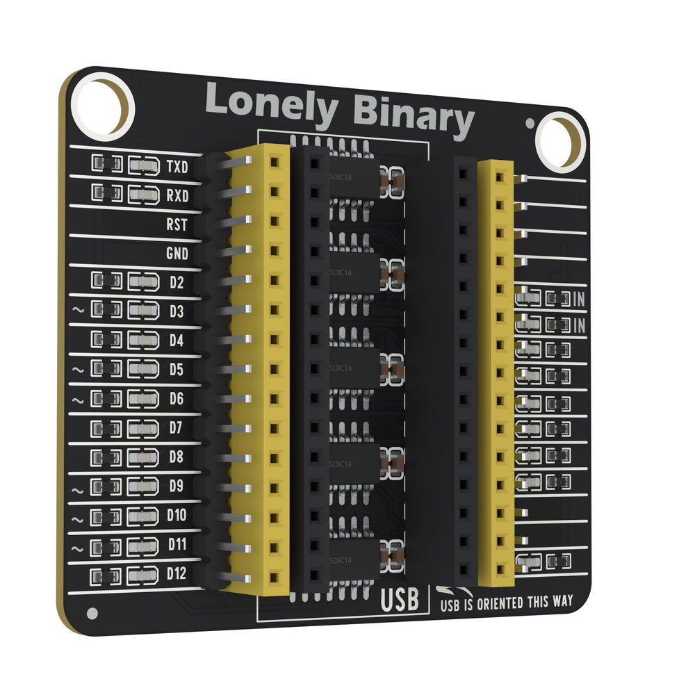 PinPulse LED shield for Nano, angled view