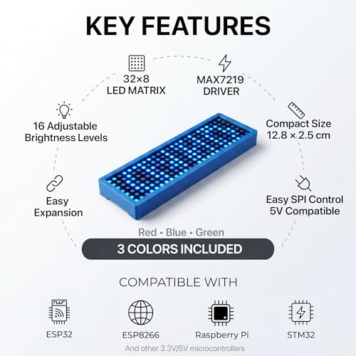 Lonely Binary 3-Pack 32x8 LED Matrix MAX7219 3-Color for Arduino ESP32