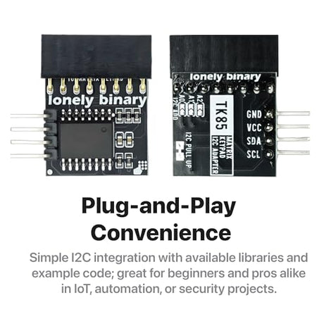 LONELY BINARY 2-Pack 4x4 Matrix Keypad with I2C Adapter for Arduino IDE