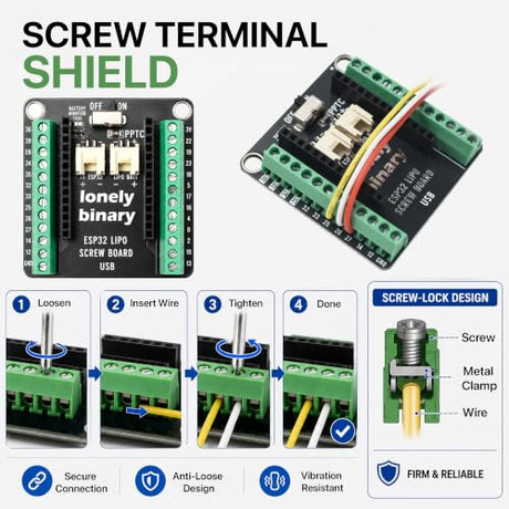 Lonely Binary 3-Pack ESP32 Development Board, LiPo UPS Charger, 3 Shields