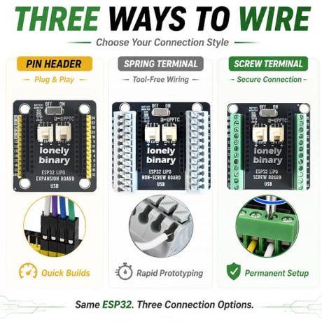 Lonely Binary 3-Pack ESP32 Development Board, LiPo UPS Charger, 3 Shields