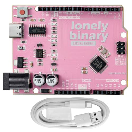 Lonely Binary UNO R3 ATmega328P Board USB-C Sakura Pink for Arduino IDE