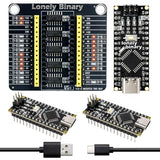 Lonely Binary 3X Nano V3.0 ATmega328P USB-C with PinPulse LED Shield Kit