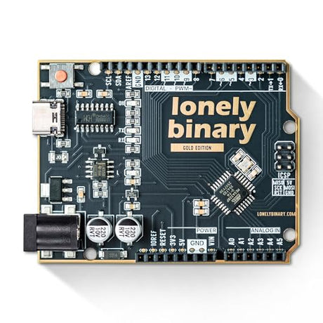 Lonely Binary UNO R3 ATmega328P Board USB-C ENIG Gold for Arduino IDE