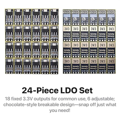 Lonely Binary 24-Pack AMS1117 LDO Regulator 18x 3.3V + 6X Adjustable Module