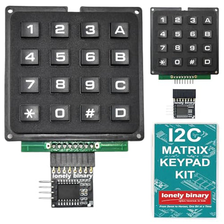 LONELY BINARY 2-Pack 4x4 Matrix Keypad with I2C Adapter for Arduino IDE
