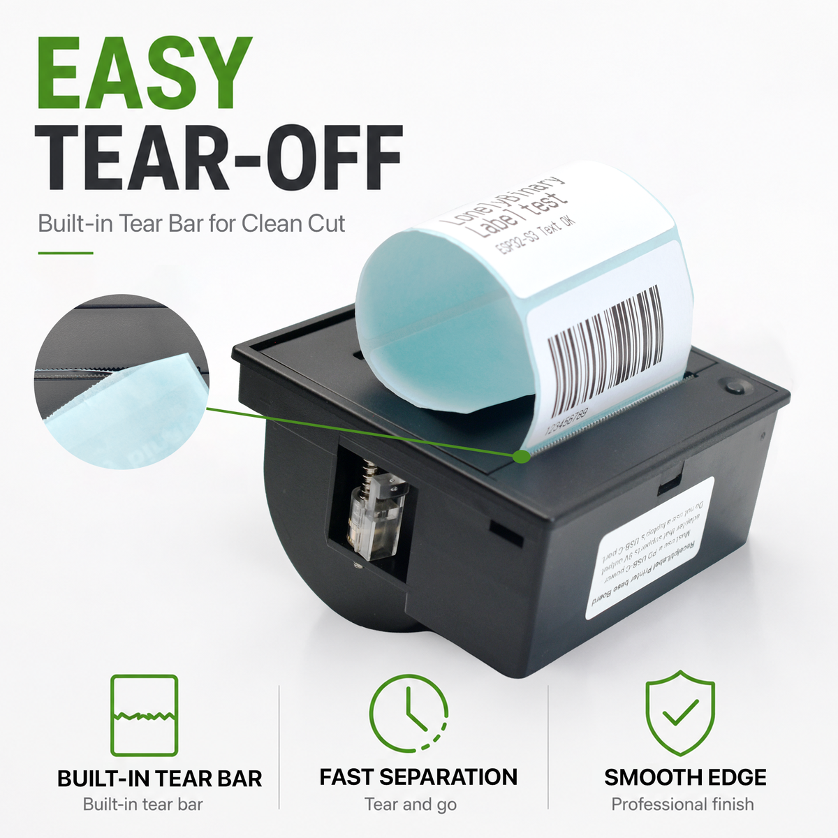 LONELY BINARY 58mm Thermal Label Printer Module Kit, ESP32-S3 TTL Base