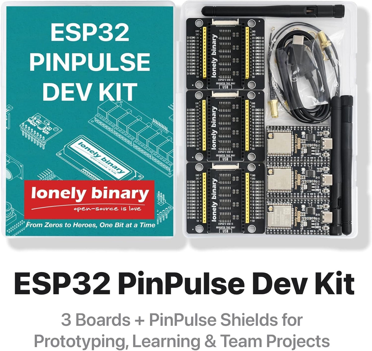 3-Pack ESP32 WROOM-32UE with IPEX Antenna + GPIO LED