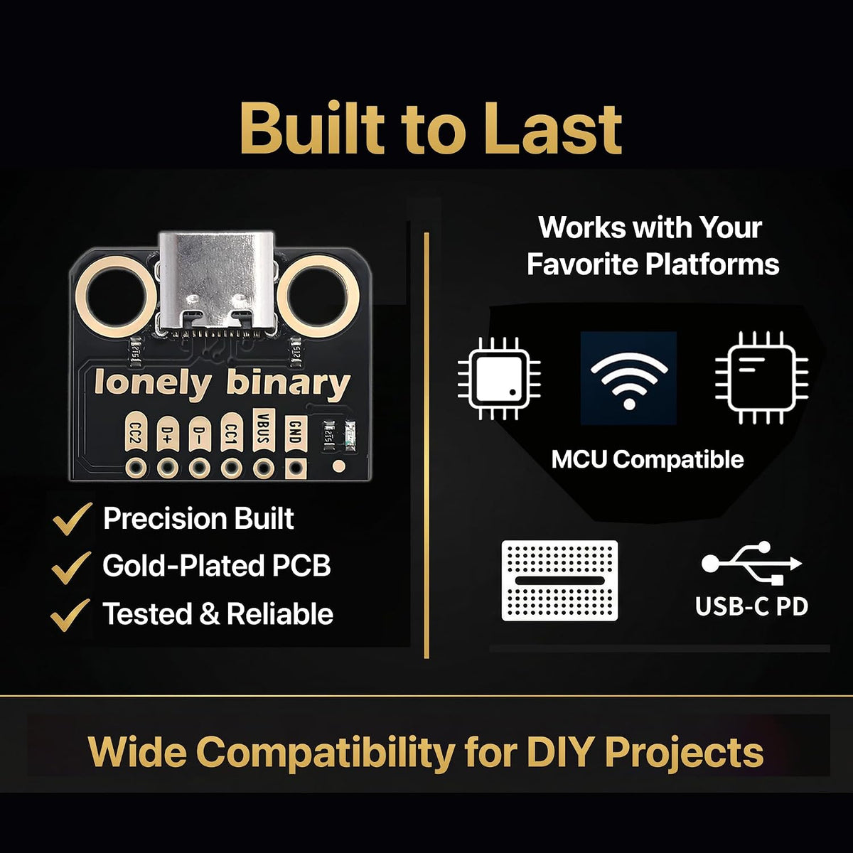 12-Pack USB-C Breakout Board, 5.1K Resistor DIP