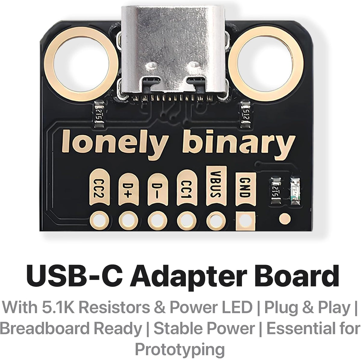 12-Pack USB-C Breakout Board, 5.1K Resistor DIP