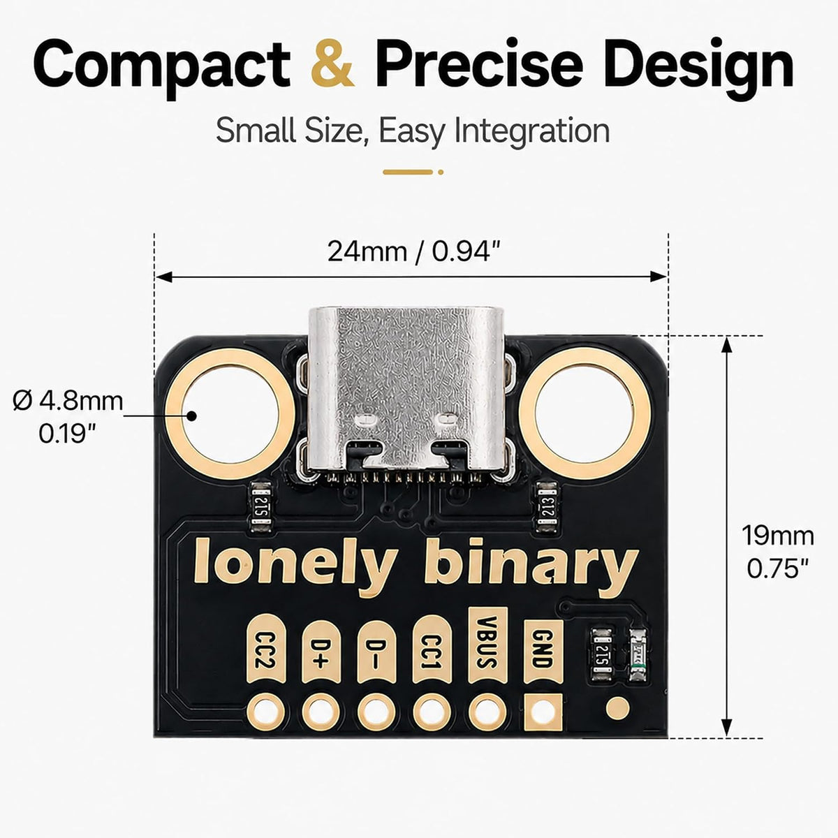 12-Pack USB-C Breakout Board, 5.1K Resistor DIP