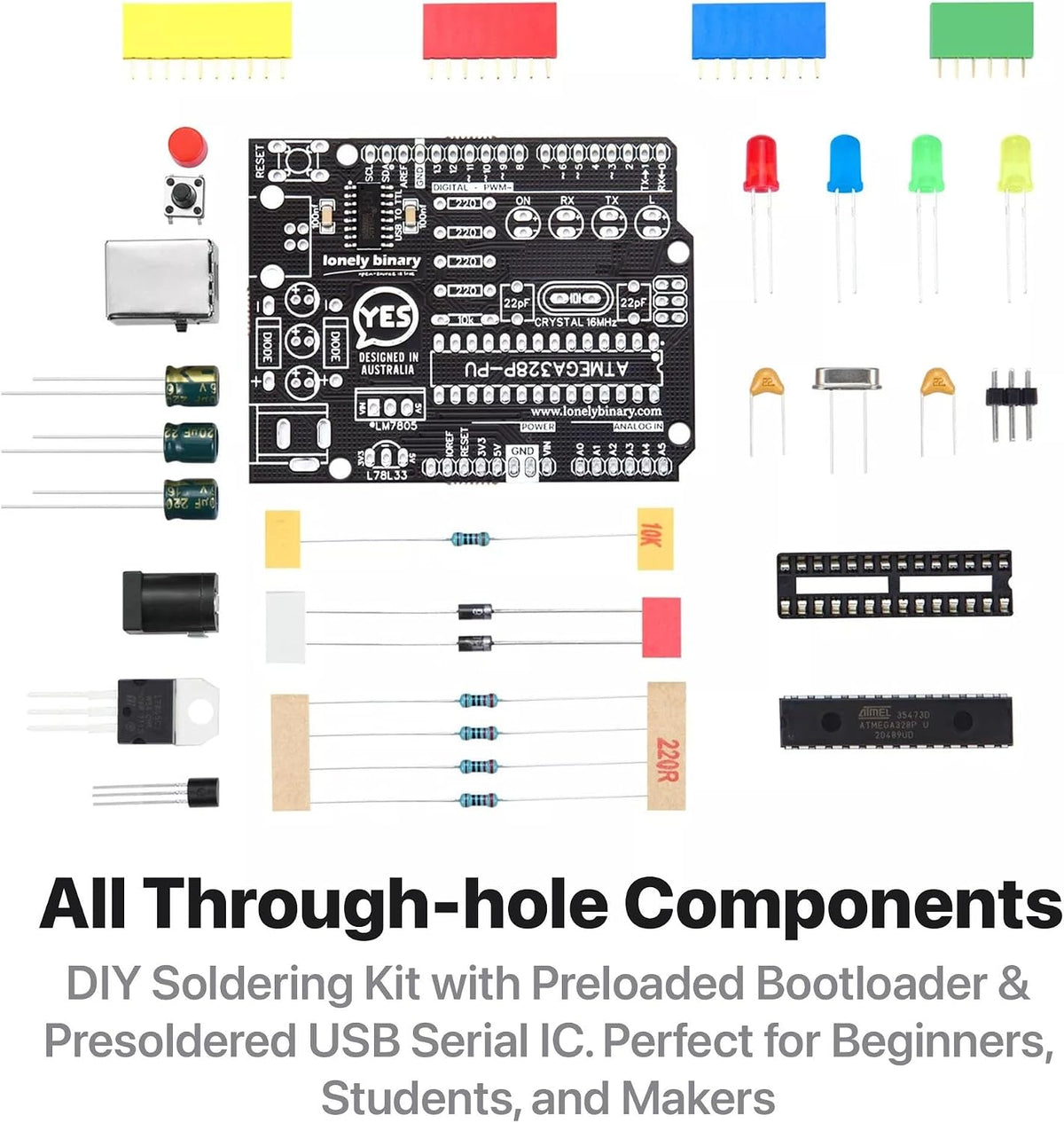 DIY UNO R3 Kit, ATmega328P Through-Hole