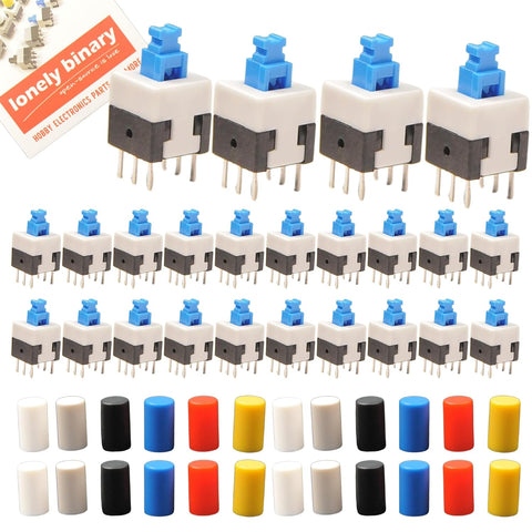 DPDT Push Button Switch 8x8mm, 24-Pack