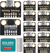 12-Pack USB-C Breakout Board, 5.1K Resistor DIP