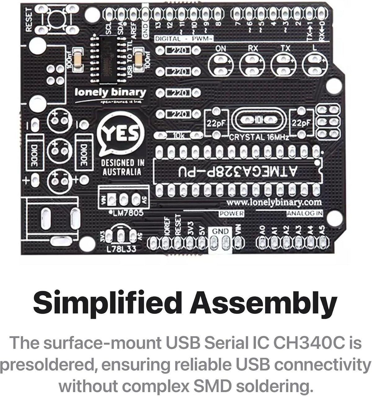 DIY UNO R3 Kit, ATmega328P Through-Hole