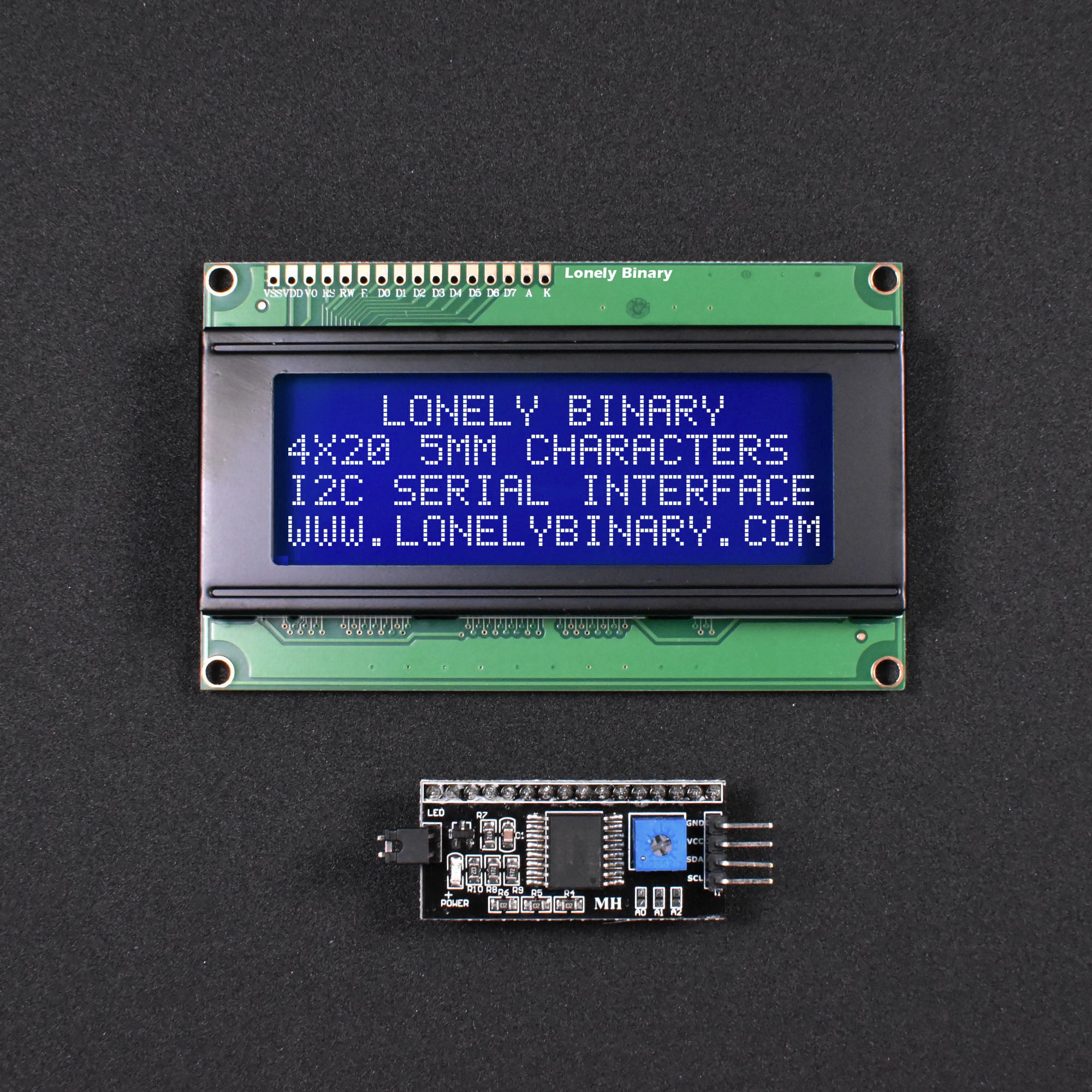 LCD 20X4 2004 LCD Display with I2C Backpack – Lonely Binary