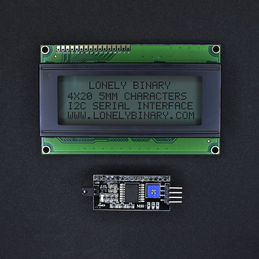 LCD 20X4 2004 LCD Display with I2C Backpack – Lonely Binary