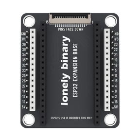 ESP32 Expansion Base seen from above: pin strips either side of the ESP32 sockets