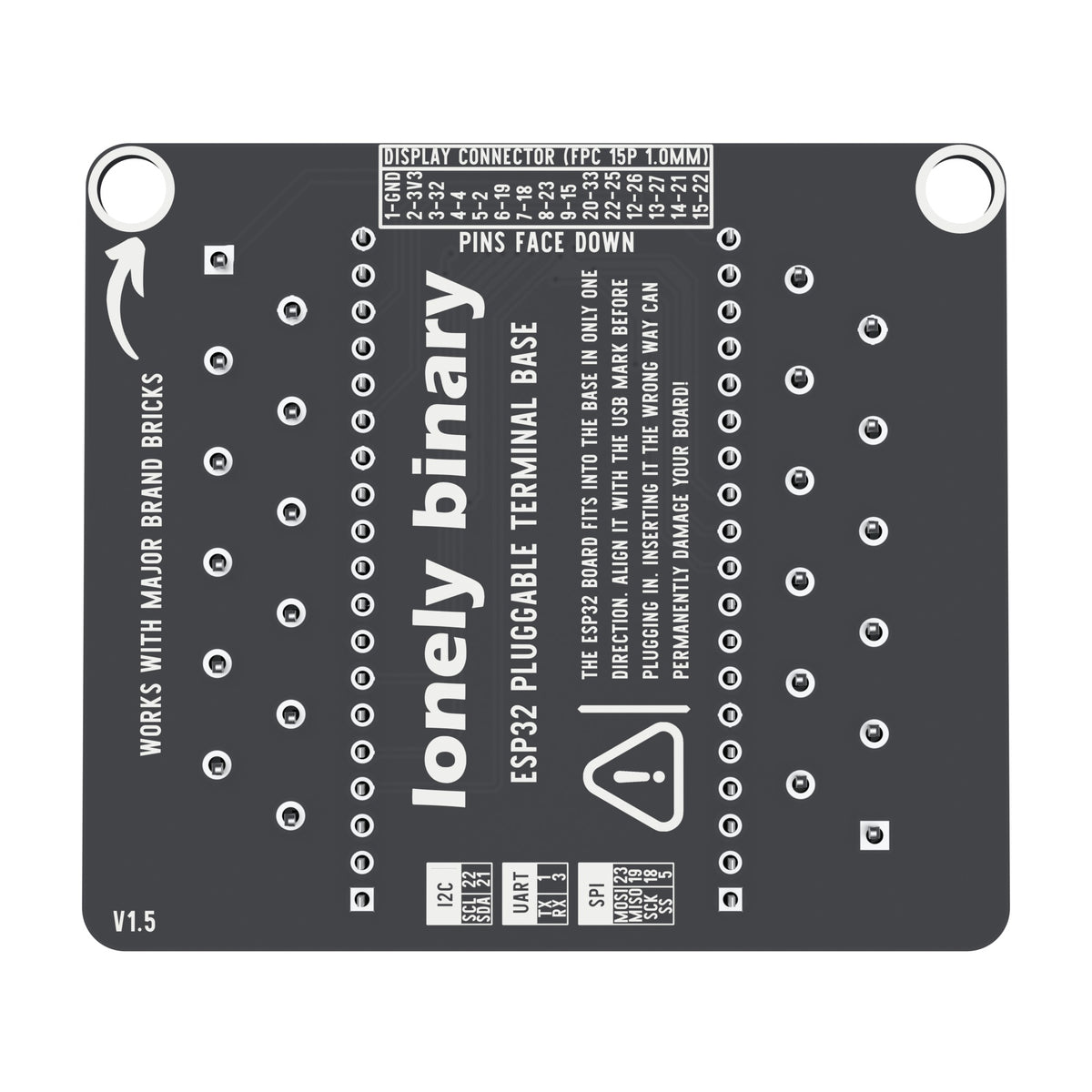 Underside of the ESP32 Pluggable Terminal Base with the display connector pin mapping