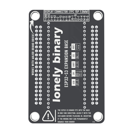 Underside of the ESP32-S3 Expansion Base with the display connector pin mapping