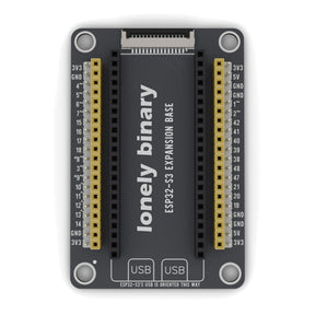 ESP32-S3 Expansion Base seen from above: yellow and white pin headers either side of the ESP32-S3 sockets