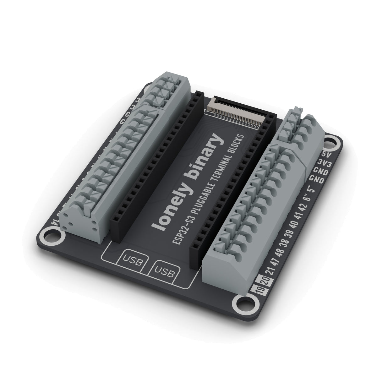 ESP32-S3 Pluggable Terminal Base, angled view