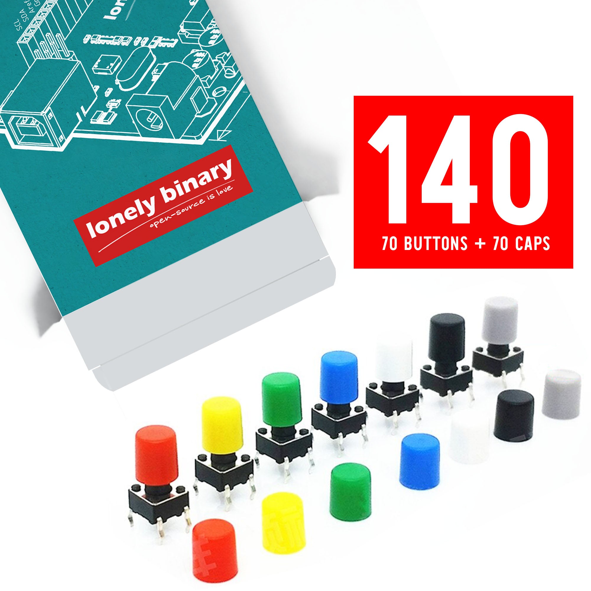 Tactile Push Button Caps 6x6x9mm – Lonely Binary
